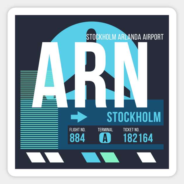 Stockholm (ARN) Airport // Sunset Baggage Tag Magnet by Now Boarding